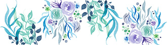 Detail Motif aquarelle fleurs couleurs froides CatMat